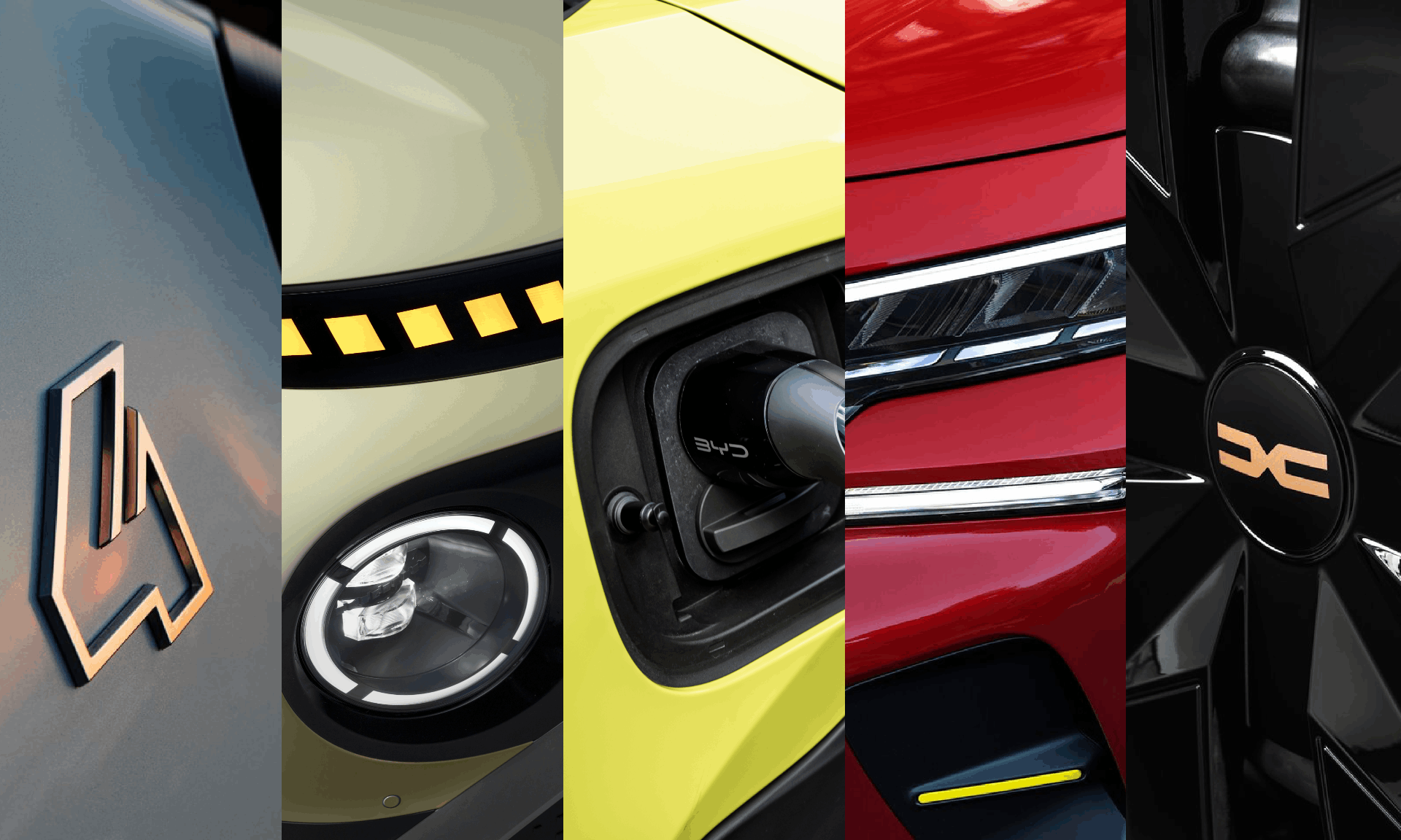 five different close up shots of different vehicles