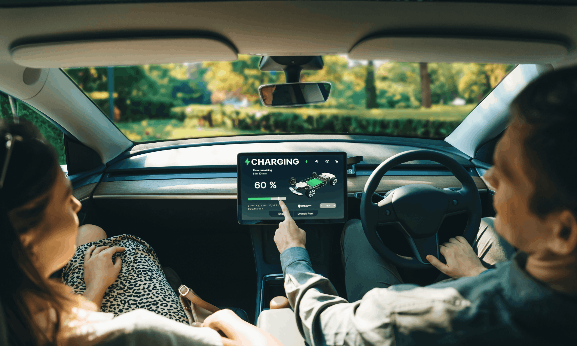 two people sitting in car