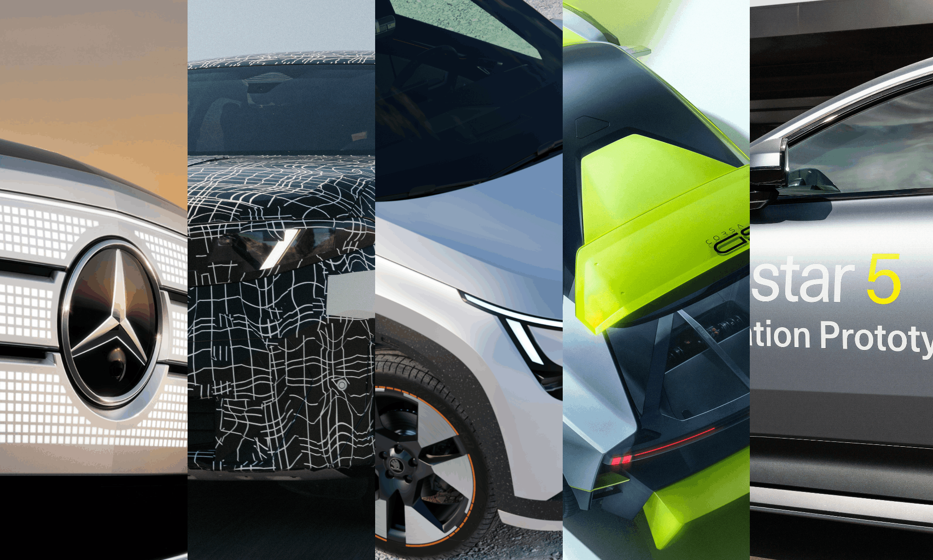 5 snippets of different electric cars